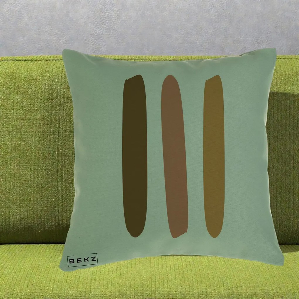 Perna Decorativa Abstract Linii Terracotta, 40x40 cm, Verde, Husa Detasabila, Perna Inclusa, BEKZ®