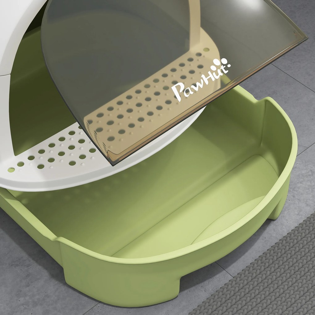 PawHut Litieră cu Capac, Tavă pentru Nisip tip Sertar cu Filtru de Carbon și Lopățică, 40,5x52x39 cm, Gri | Aosom Romania