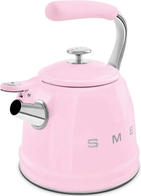 Ceainic cu fluier Smeg WKF01PK, 2,3 l, Inductie, Maner rece, Otel, Roz