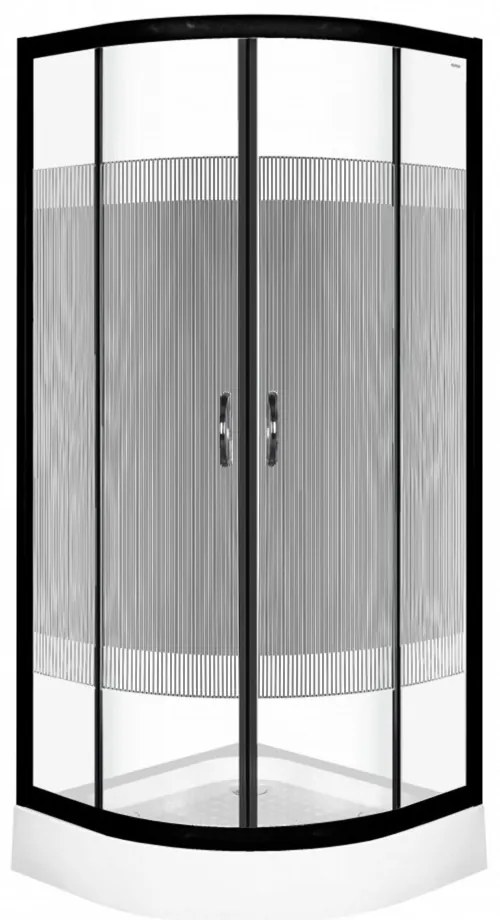 Cabină de duș curbată Xenia Duo Black 90 cu cădiță de duș