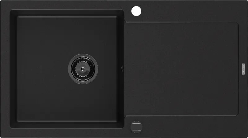Mexen Leo chiuvetă din granit cu o cuvă și scurgător 900 x 500 mm, negru, sifon negru - 6501901010-77-B