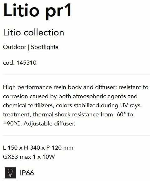 Proiector exterior cu tarus IP66 Litio pr1 BIANCO