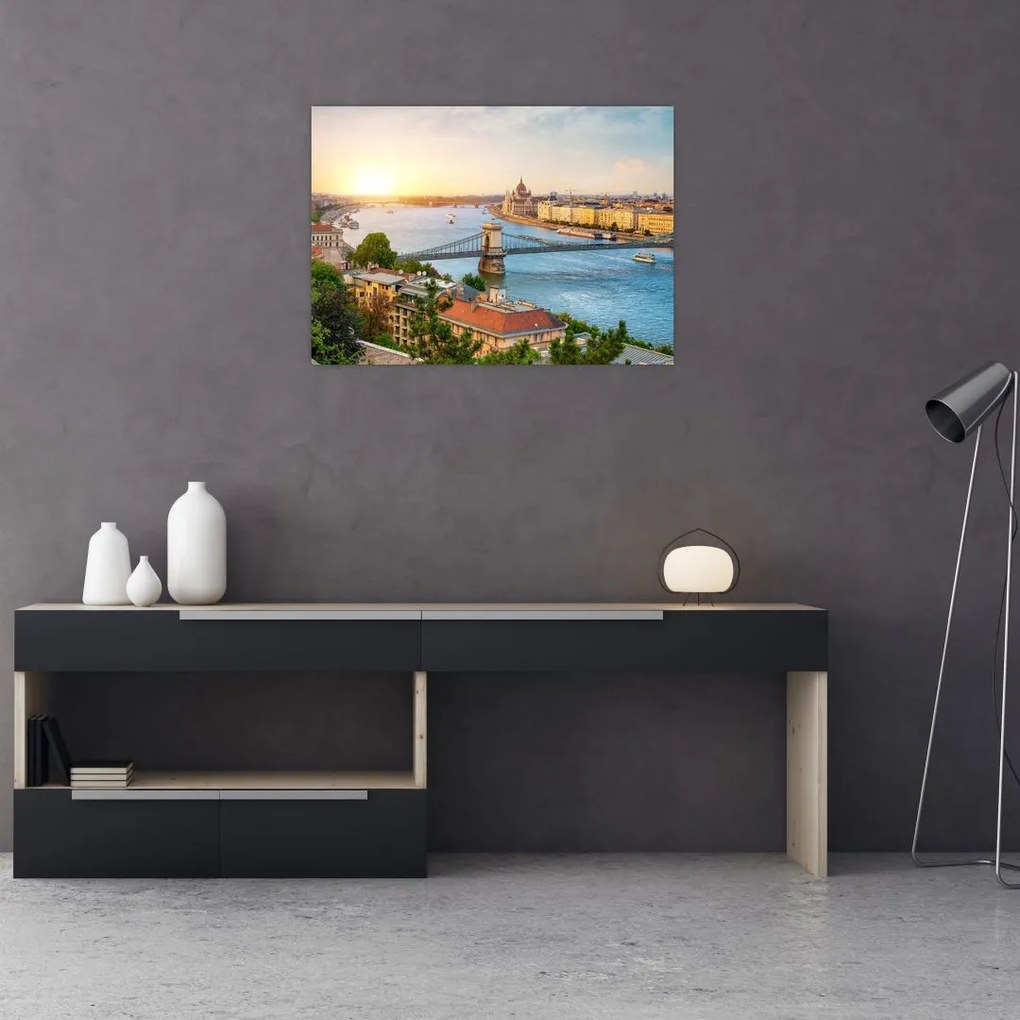 Tablou cu orașul Budapesta și râu (70x50 cm)