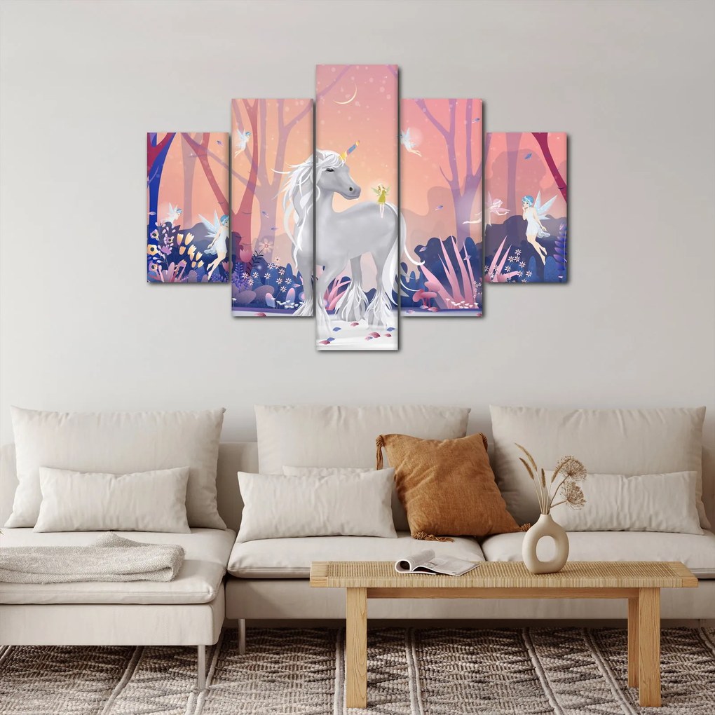 Tablou - Unicorn în pădurea fermecată (150x105 cm)
