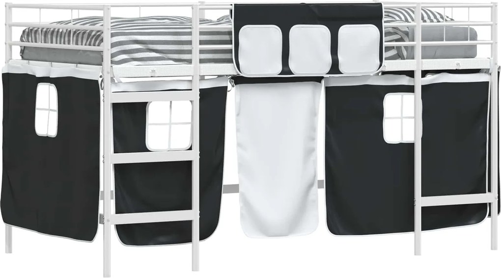 vidaXL Cadru de Pat Pe Două Niveluri pentru Copii cu Cortine