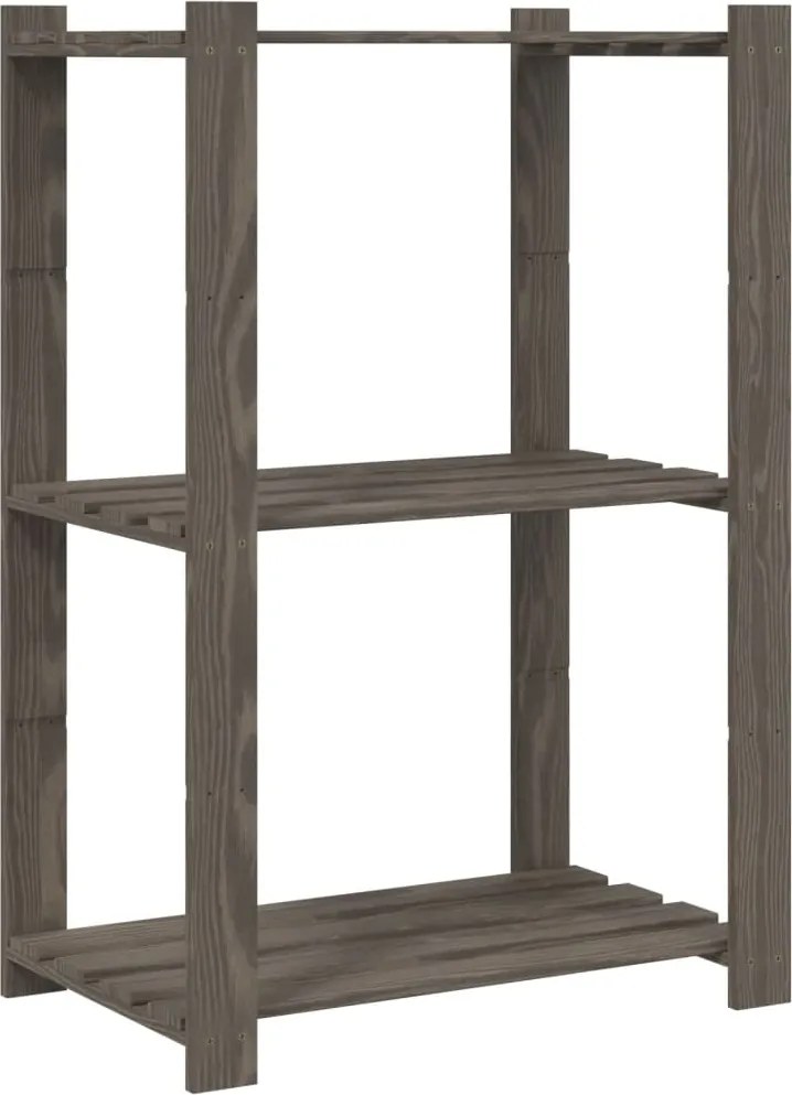 vidaXL Suport de depozitare 3 niveluri gri 60x38x90 cm lemn masiv pin