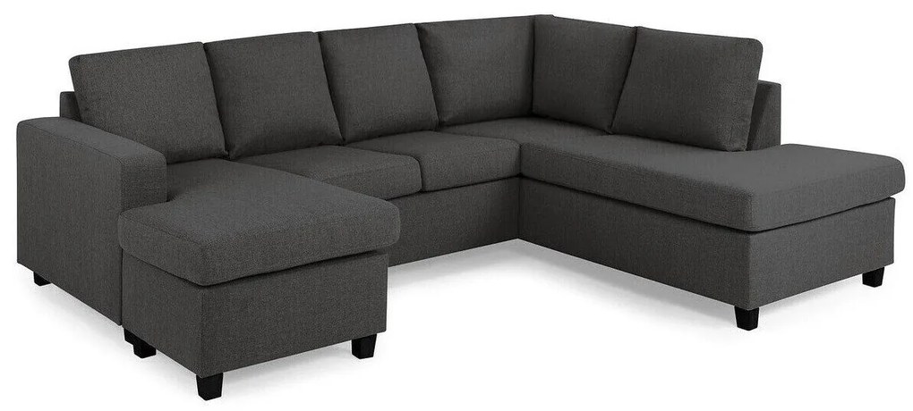 Colțar Scandinavian Choice C154Negru, Gri inchis, 254x194x82cm, Picioare: Plastic