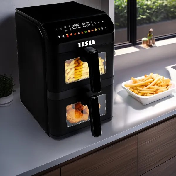 Friteuză cu aer cald TESLA Electronics AirCook - multifuncțională, digitală, 11 l, 2800W/230V, neagră