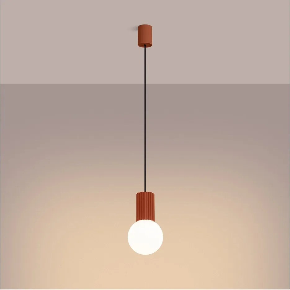 Lustră portocalie cu abajur din sticlă ø 12 cm Orbital – Sollux