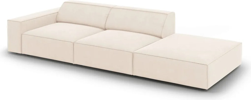 Canapea 3 locuri cotiera dreapta, Jodie, Micadoni Home, BL, 262x102x70 cm, catifea, bej deschis