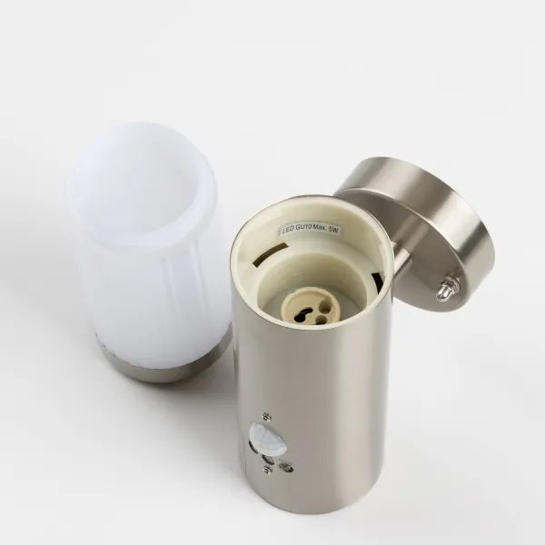 Aplică LED de exterior cu senzor, 1xGU10/5W/230V, crom mat