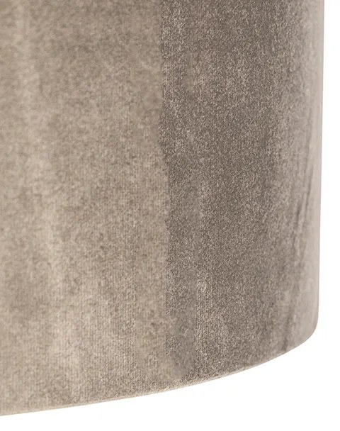 Lampă suspendată neagră cu abajur din catifea taupe cu auriu 35 cm - Blitz