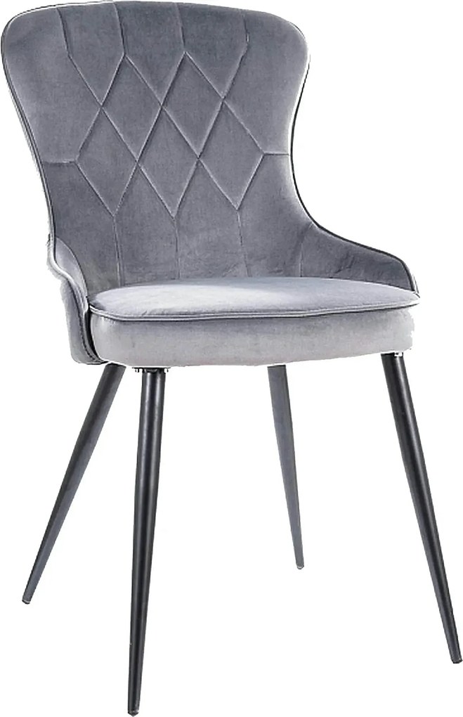 Scaun Lotus, gri/negru, stofa catifelata/metal, 52x45x91 cm