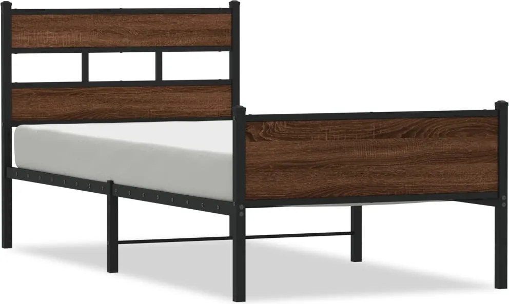 vidaXL Cadru pat fără saltea stejar maro, 90x190 cm, lemn prelucrat