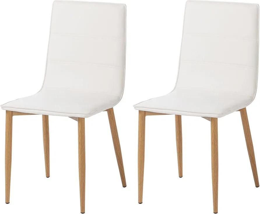 Set de 2 scaune Lesja din piele sintetica alba