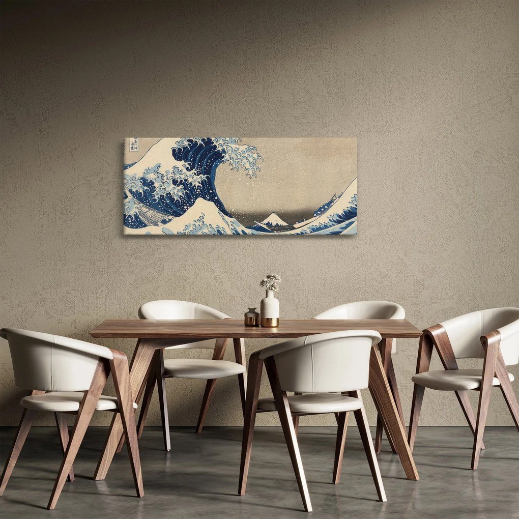 Tablou - Katsushika Hokusai, Under the Wave off Kanagawa, reproducere (120x50 cm)