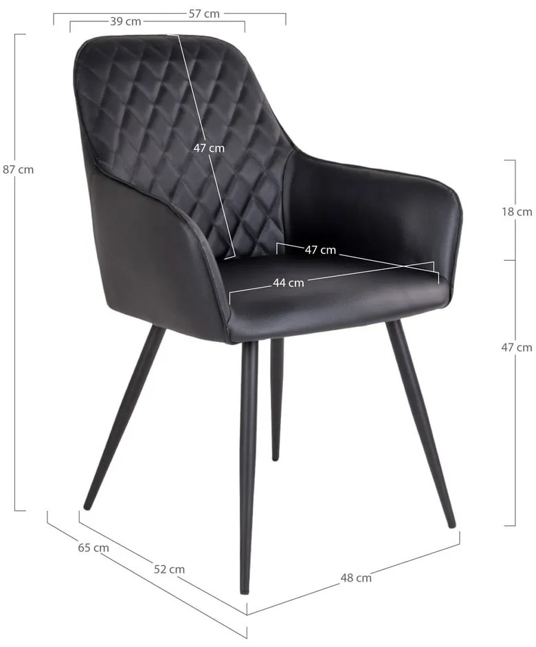 Set de scaune de sufragerie negru cu cotiere 2 buc. tapițat Harbo – House Nordic