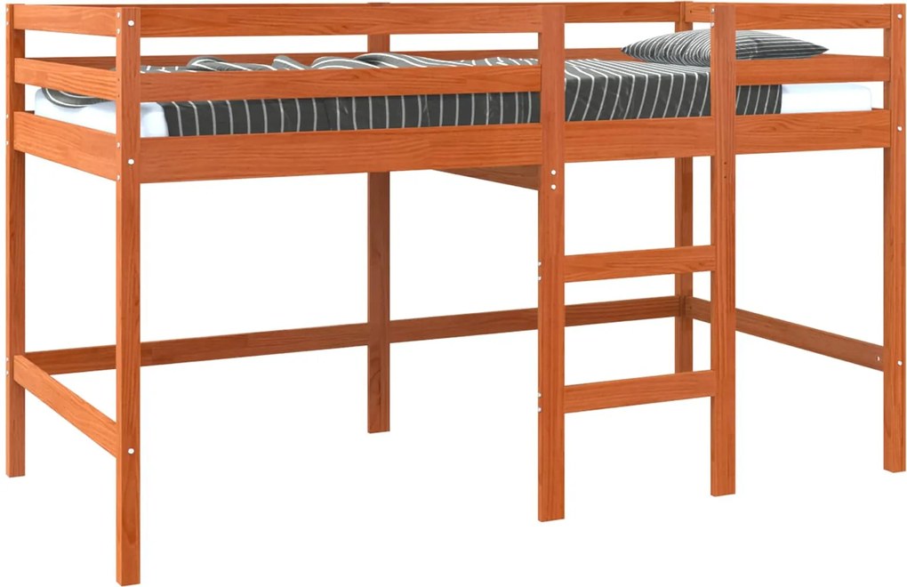 vidaXL Pat Loft Maroniu cerat 90 x 190 cm Lemn de pin masiv