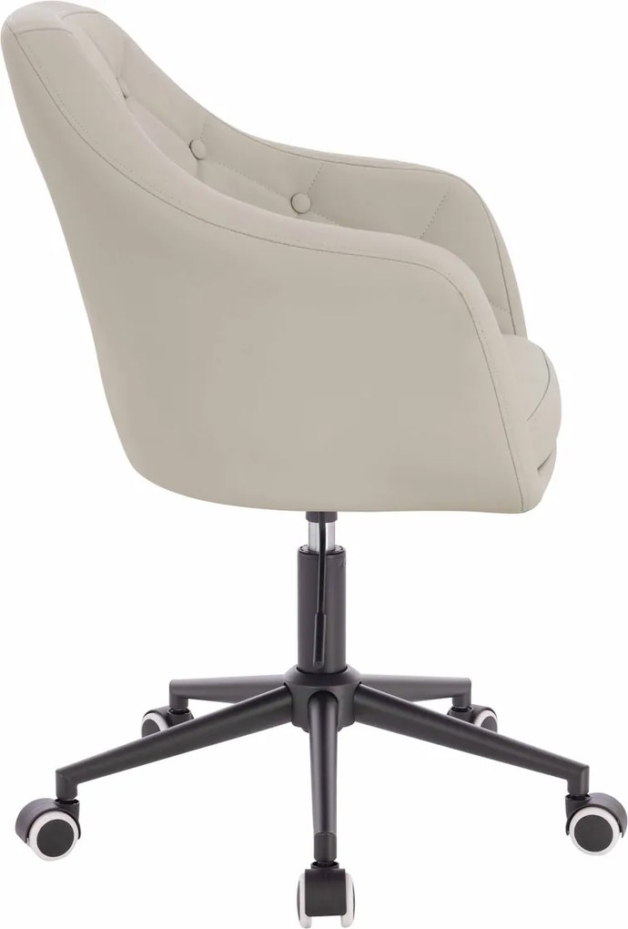 HR831K Scaun Ecru Piele Ecologica Premium Soft cu Bază Neagră