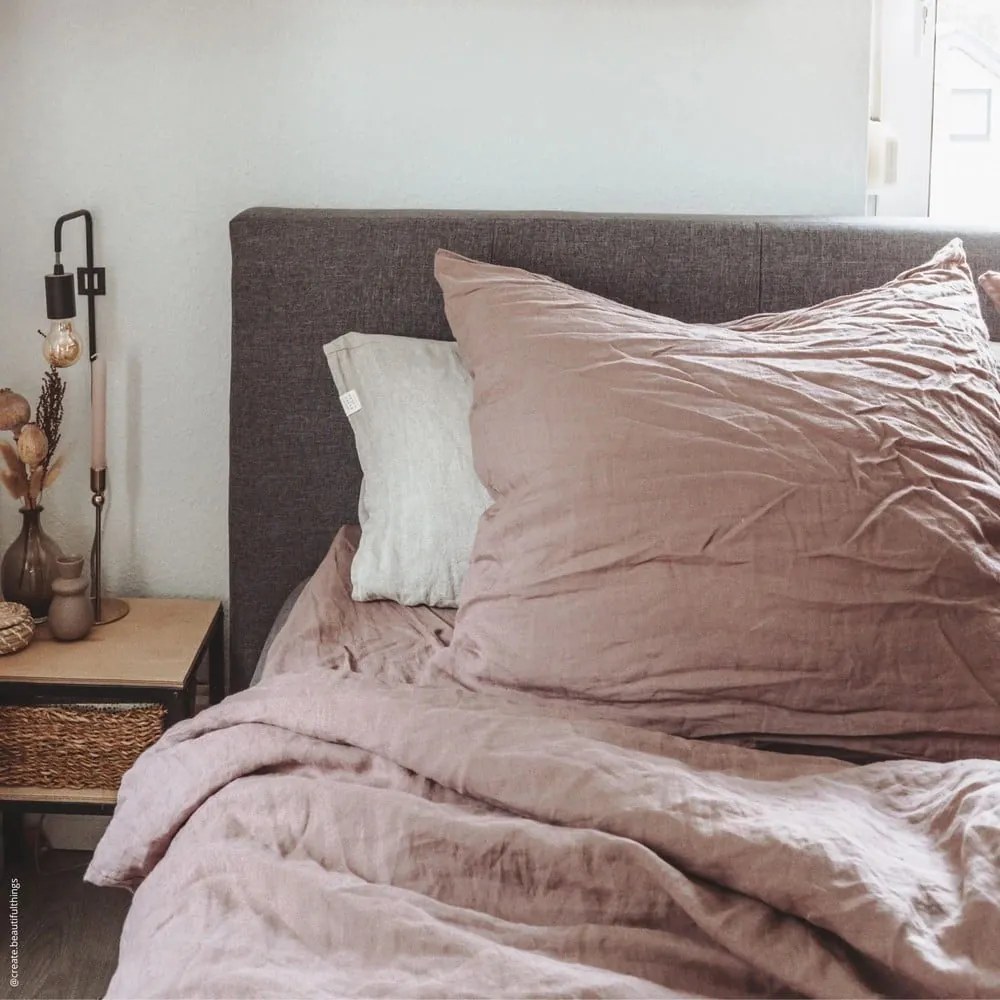 Față de pernă din in 40x60 cm Ashes of Roses – Linen Tales