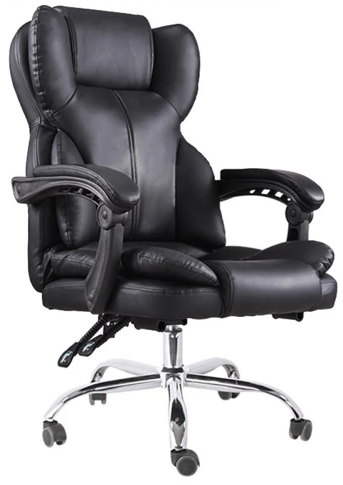 Scaun directorial, suport picioare, funcție recliner, SIB 818, PU, Negru