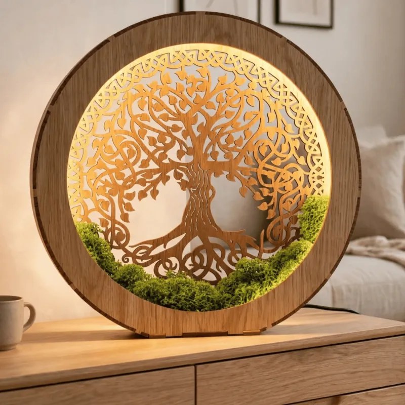 SENTOP | Lampă de masă Arborele Vieții cu mușchi | ZIVENA