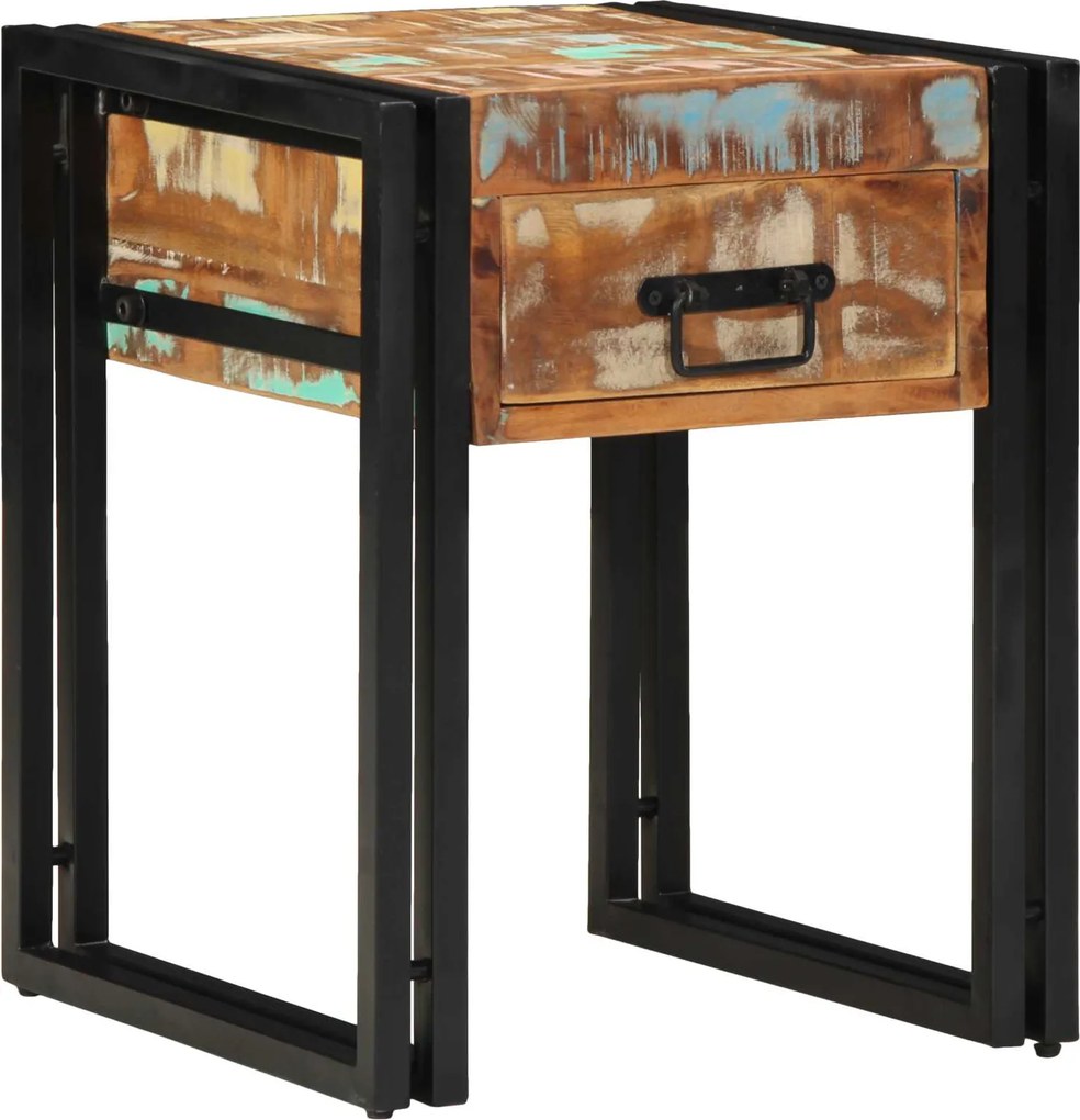 vidaXL Masă laterală cu sertar 40 x 40 x 50 cm Lemn recuperat masiv