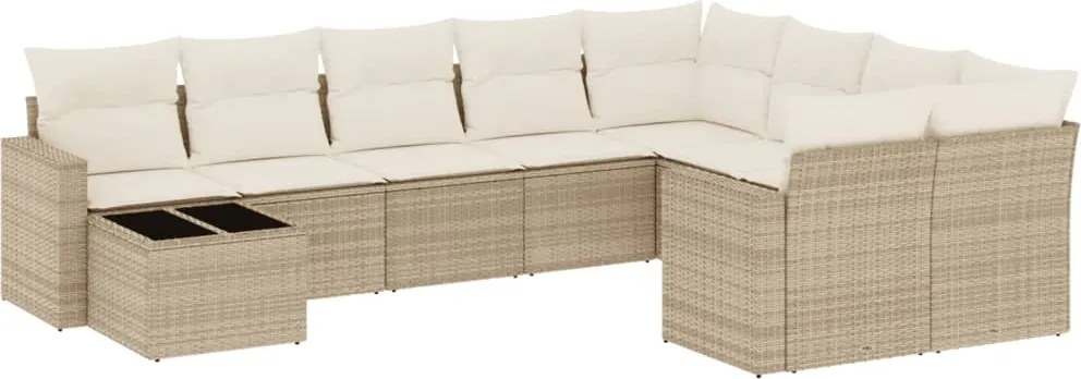 vidaXL Set canapele de grădină cu perne, 10 piese, bej, poliratan
