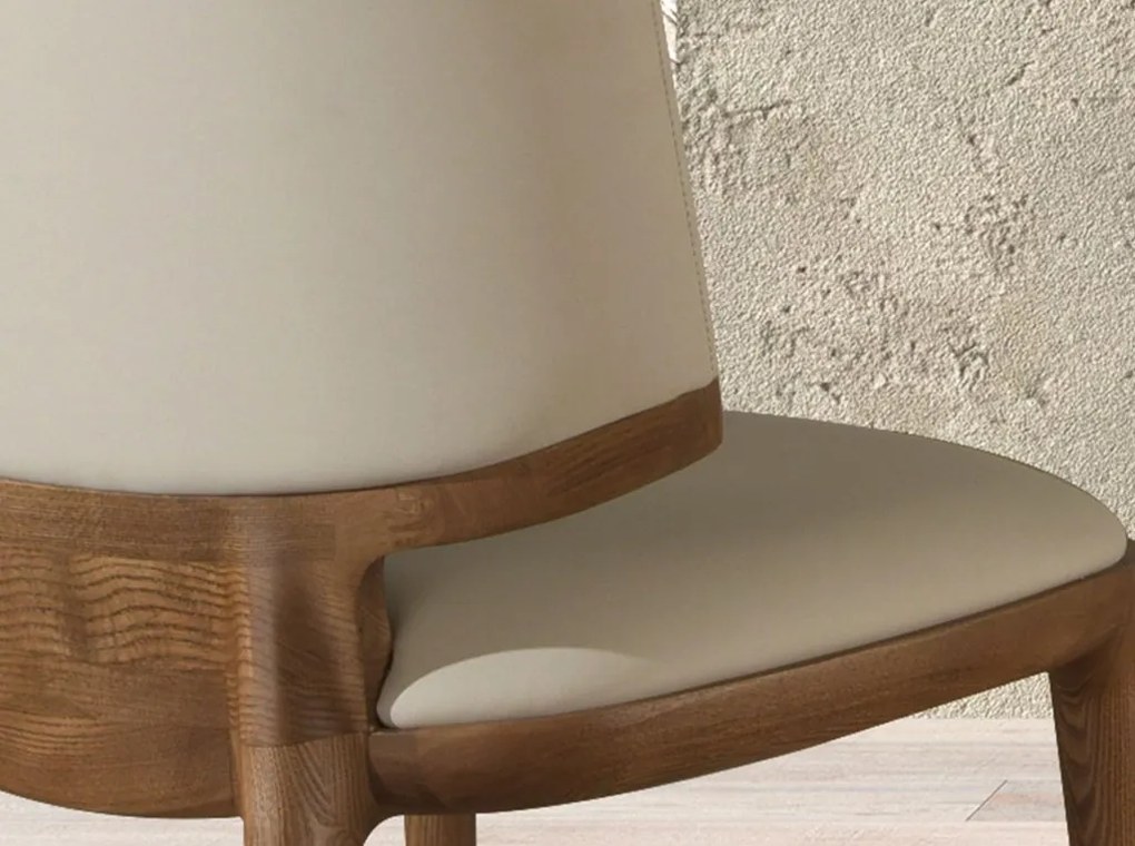 Scaun din lemn si piele sintetica Cream