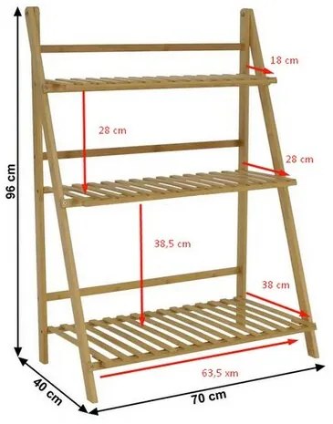 Suport de flori din bambus Nepel Tip 1, 70 x 40 x 96 cm