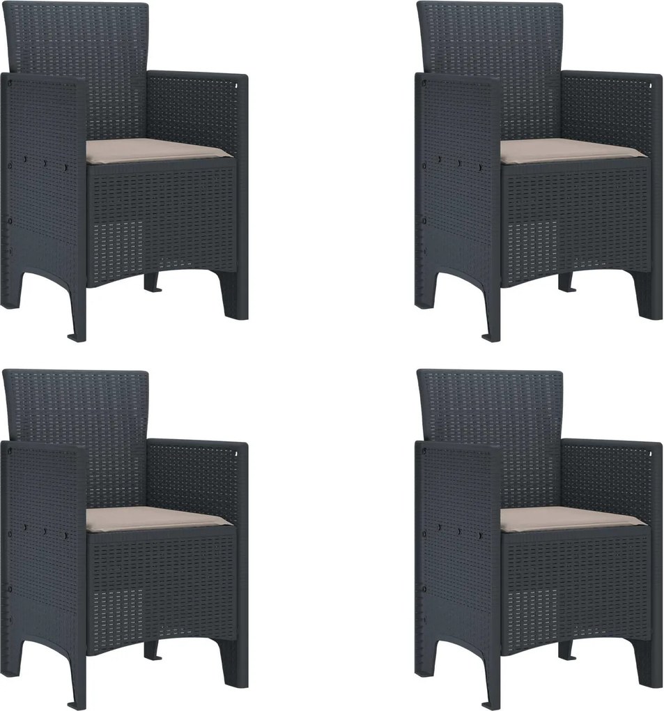 vidaXL Scaun pentru Grădină 4 pcs Antracit Dimensiune: 53 x 49 x 85 cm