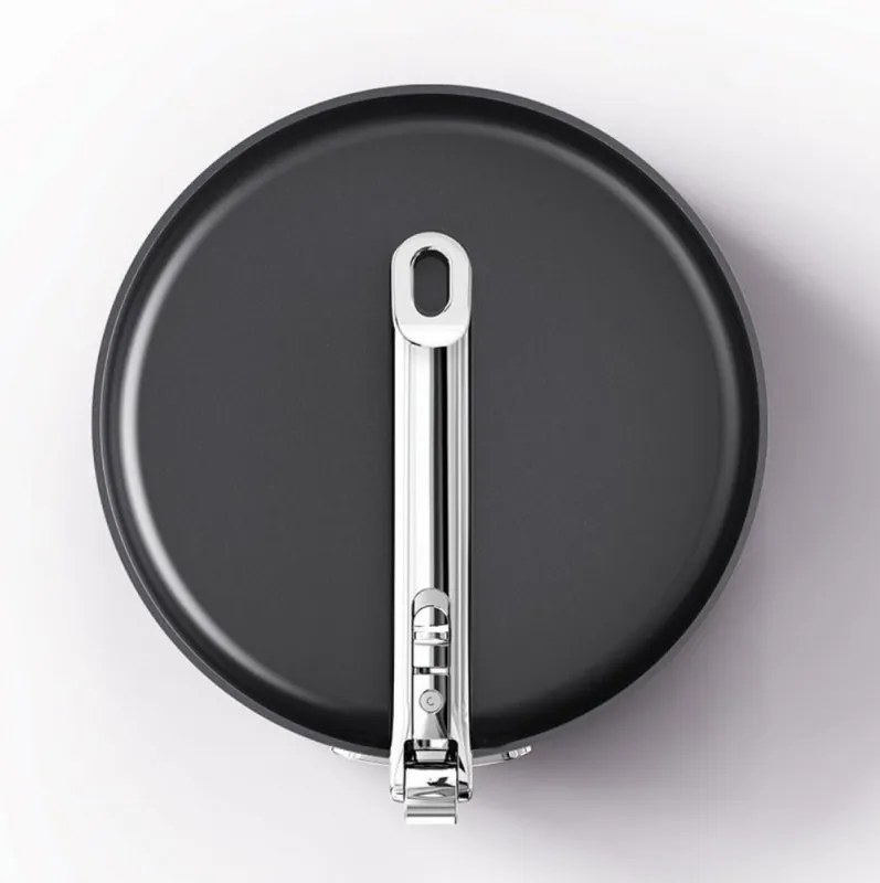 Tigaie adanca cu maner rabatabil Joseph Joseph Space 1000058, 24 cm, Acoperire ceramică, Cuptor pana la 232°C, Toate plitele inclusiv inductie, Argintiu/Negru