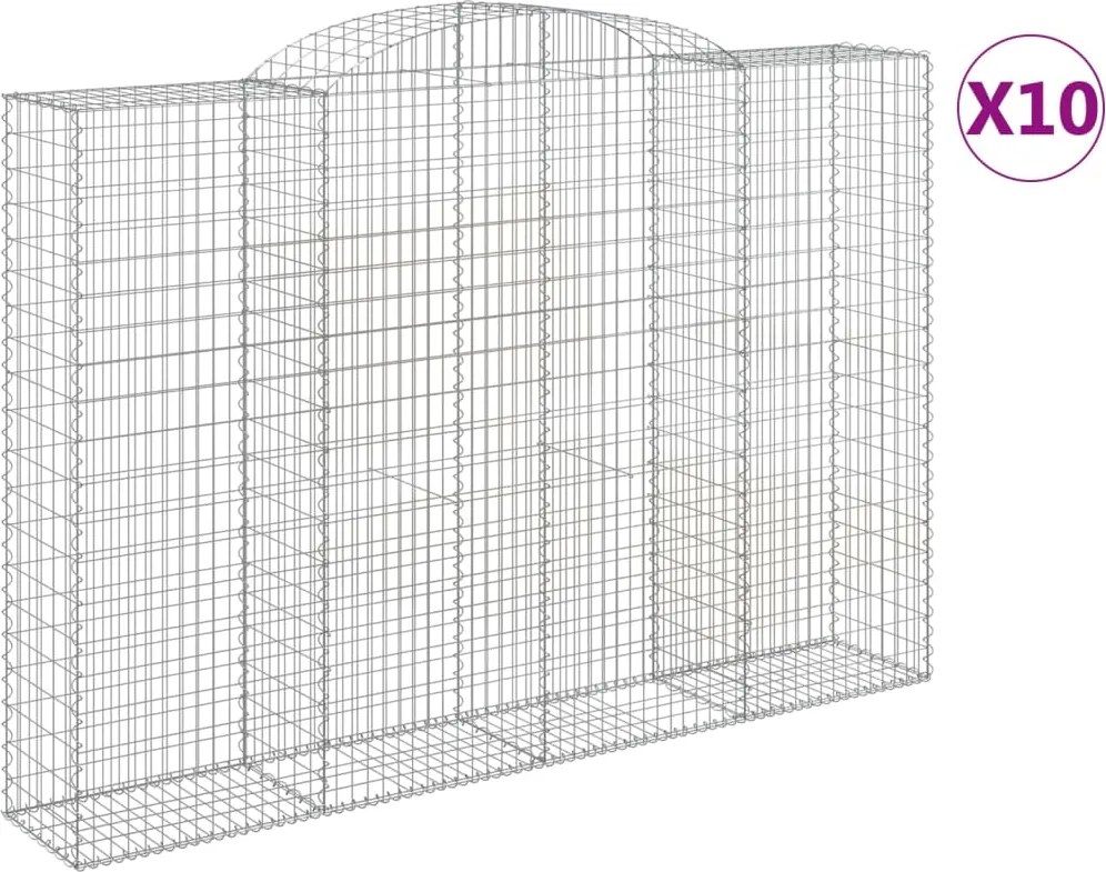 vidaXL Coșuri gabion arcuite 10 buc. 300x50x200/220 cm fier galvanizat