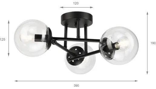 Brilagi - Lustră aplicată MALIVA 3xE14/15W/230V negru/transparent