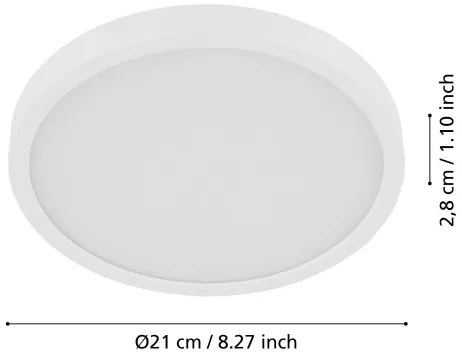 Eglo 901011 - Plafonieră LED cu senzor FUEVA, 17 W, 230 V, Ø21 cm