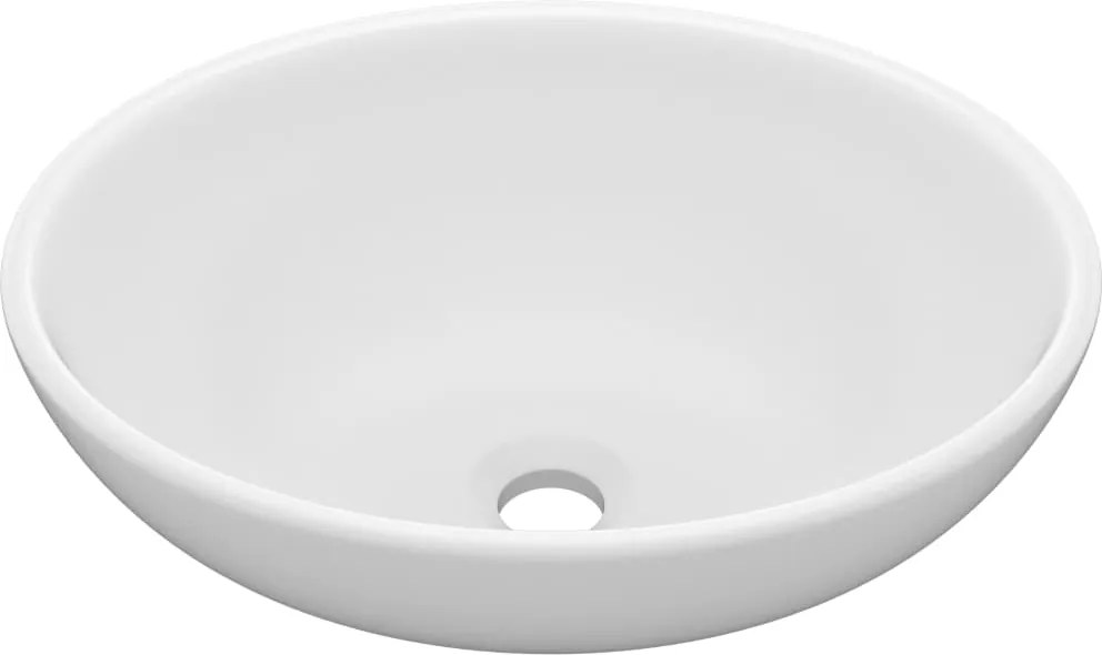 vidaXL Chiuvetă de lux, alb mat, 40 x 33 cm, ceramică, formă ovală