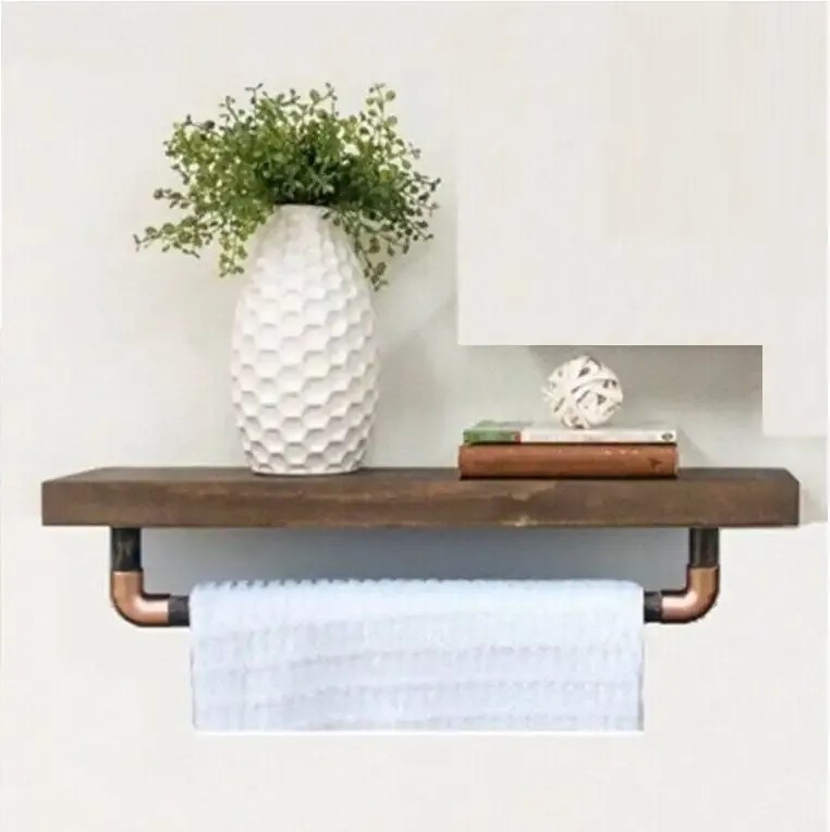 Suport prosop din lemn-metal Industrial Homs,seria wood 40x10 x 14 cm,700156