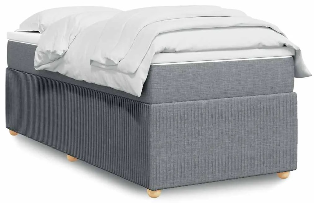 vidaXL Pat continental cu saltea, gri deschis, 80x200 cm, textil