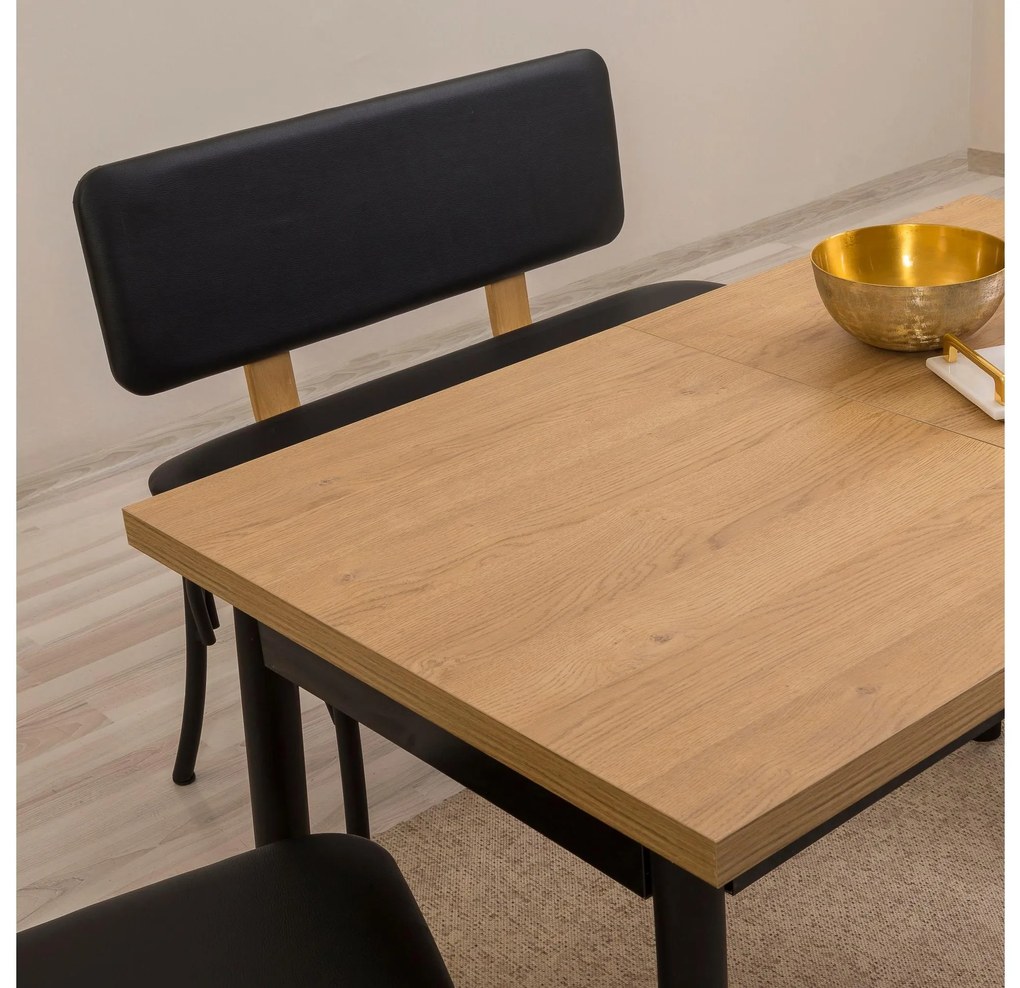 Set mobilier sufragerie Duvasa 24 (negru) (pentru 4 persoane). 1093795