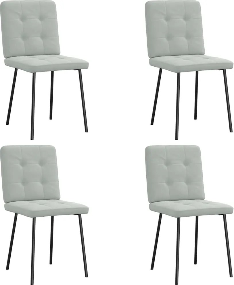 vidaXL Scaune de bucătărie, 4 buc., gri deschis, catifea