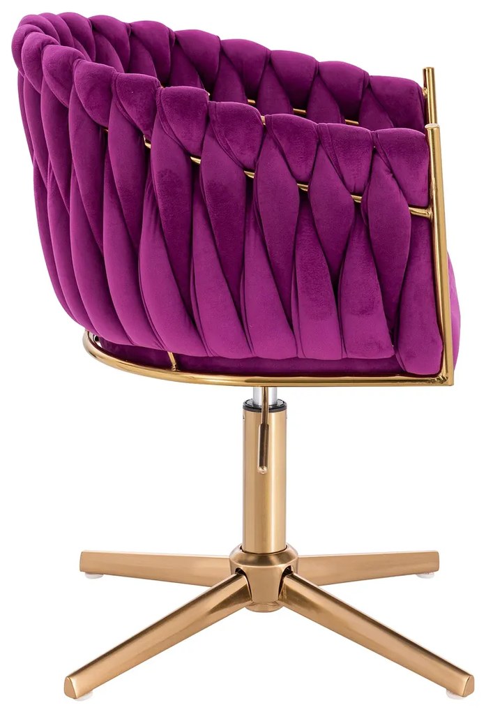 HR750CROSS Scaun Fucsia din Catifea cu Bază Aurie