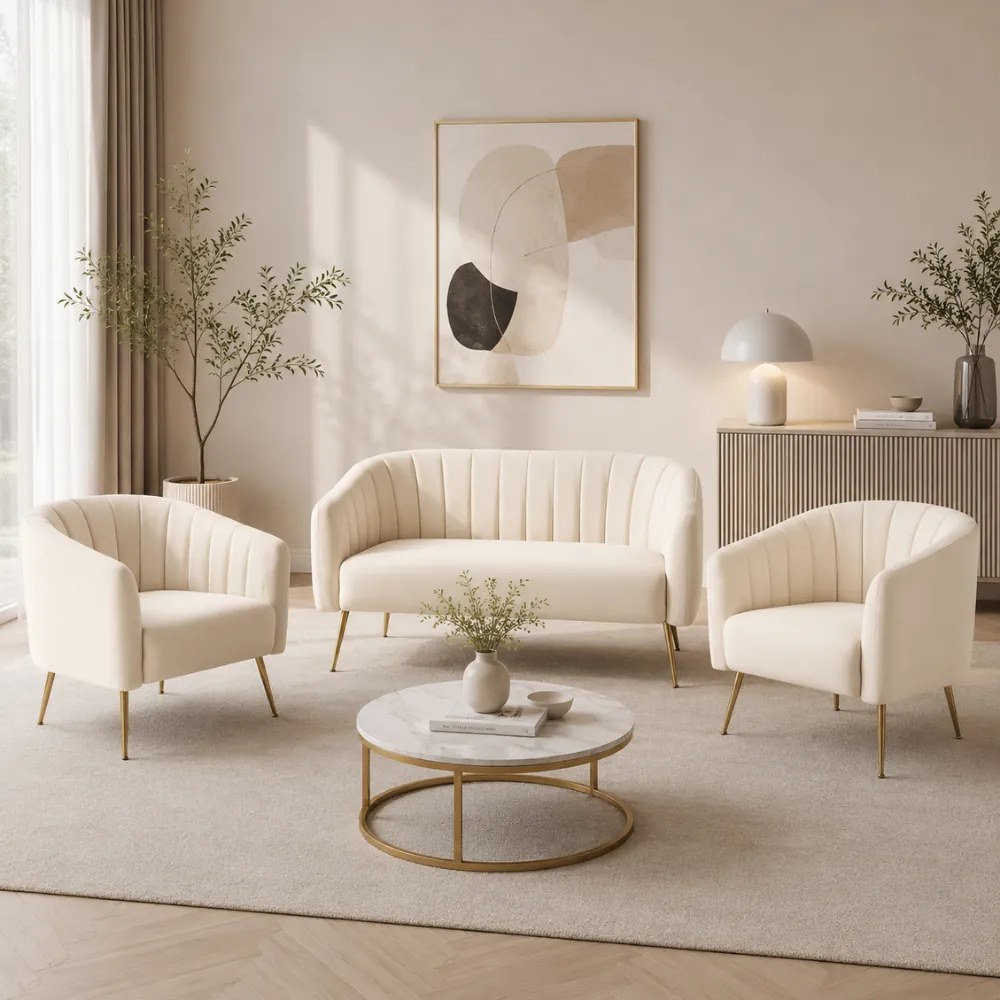 Canapea de design cu 2 locuri, ţesătură Velvet bej/gold crom-auriu, BAGY