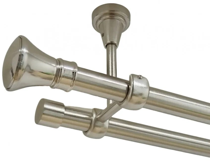 Galerie dubla prince fara inele prindere tavan 19/19 mm inox (Alege marime: 280 cm)
