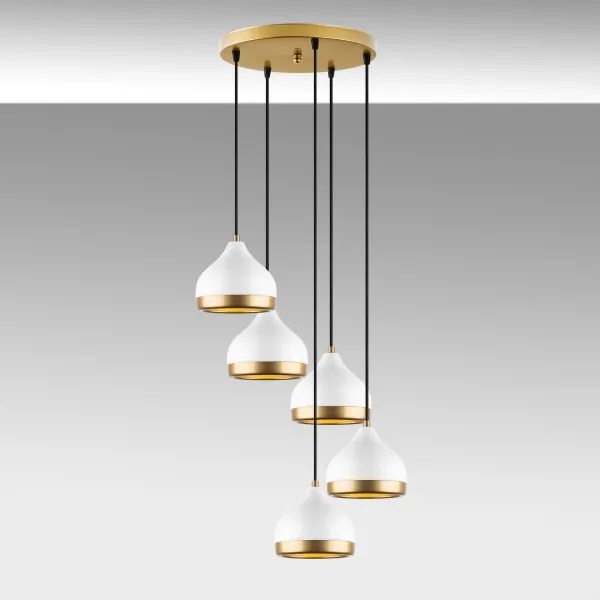 Lustră pe cablu YILDO 5xE27/40W/230V alb/auriu