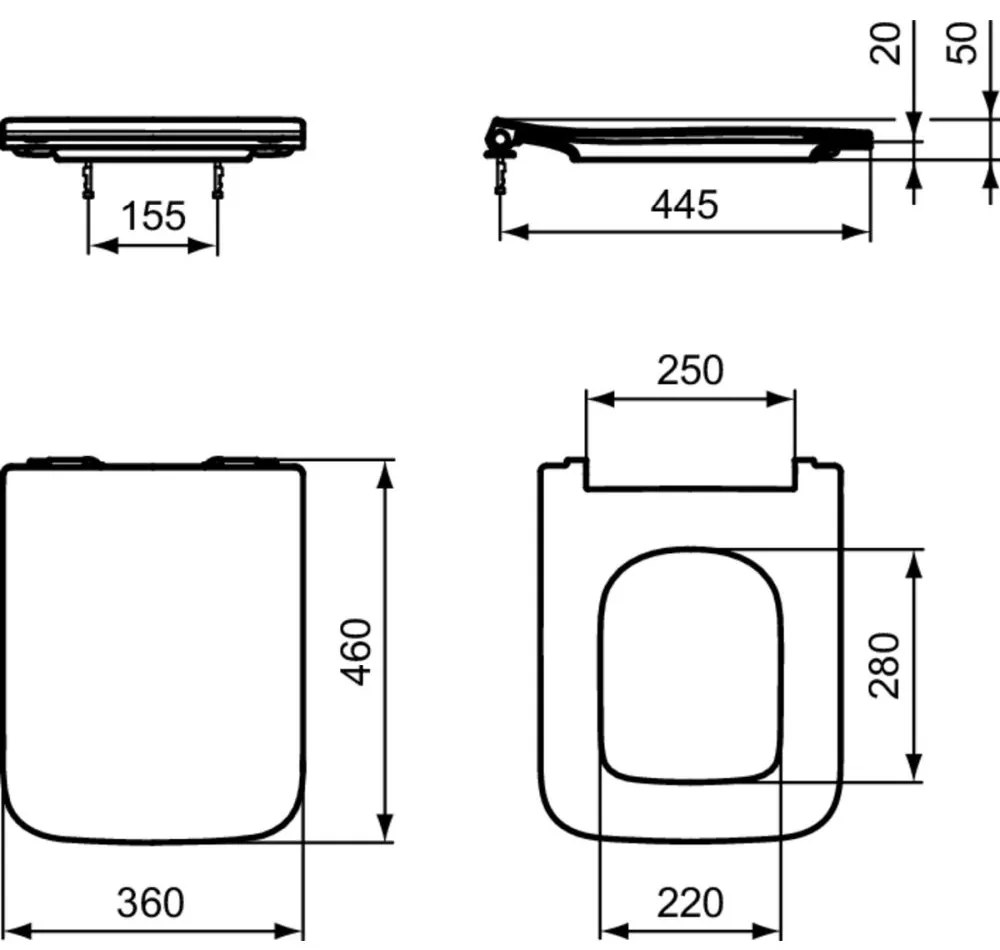 Capac wc soft close duroplast Ideal Standard Blend Cube Slim alb