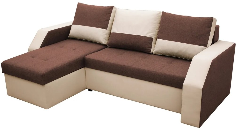 Coltar extensibil Madrid, 226x145x79 cm, 2 lazi depozitare, Reversibil, Maro/Bej
