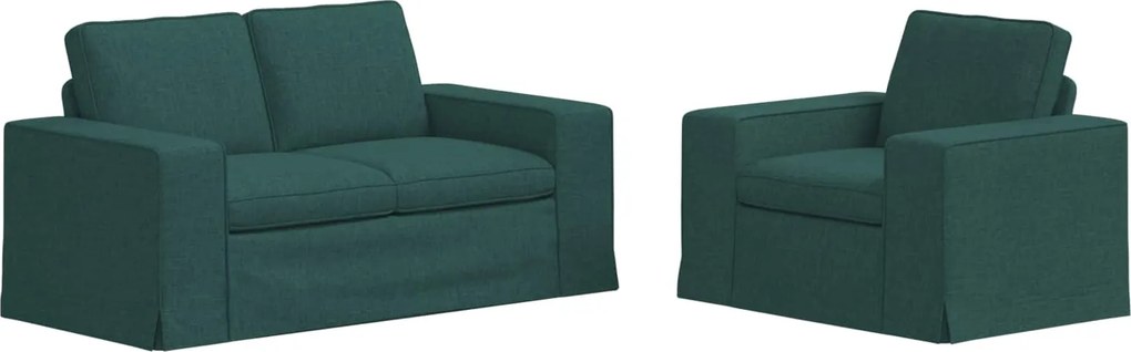 vidaXL Set de canapea 2 pcs Verde închis 182 x 80 x 82 cm țesătură
