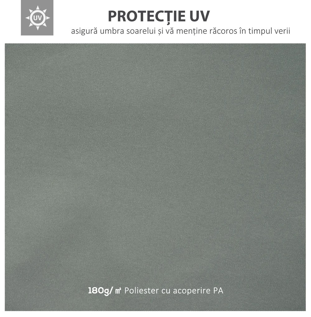 Outsunny Prelata pentru Foisor 4x3 m cu 2 Niveluri, Acoperis pentru Foisor din Poliester Anti UV cu Chingi din Velcro si 10 Orificii de Drenaj, Gri