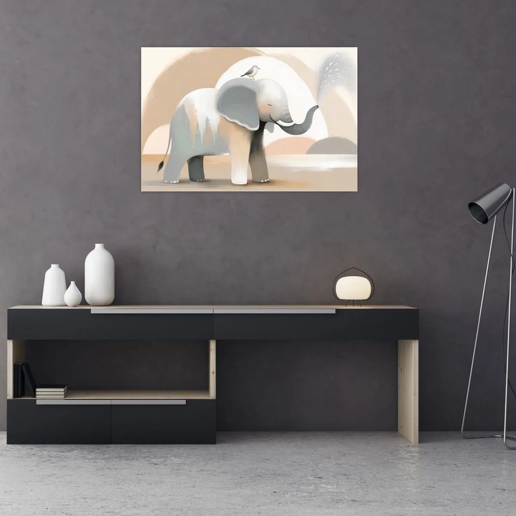 Tablou - Elefant în culori pastel (90x60 cm)