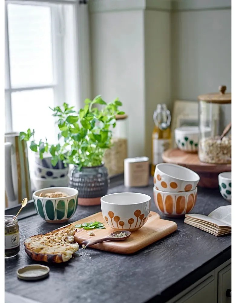 Boluri mici albe/albastre 3 buc. din gresie 500 ml Linora – Bloomingville